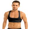 JEEYJOO Men's Short Solid Sleeveless Y Back Muscle Half Tank Top T-Shirts Sports Bras for Men Black X-Large view 1