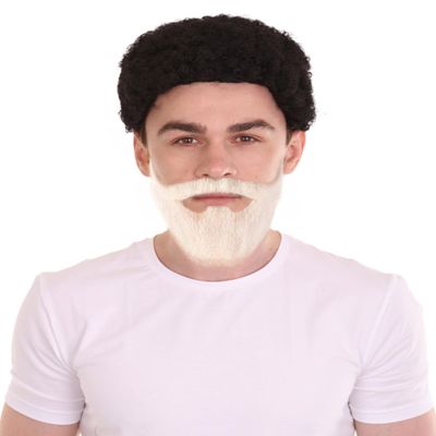 HPO Men's Synthetic Hair Beard Cosplay Facial Hair (White)