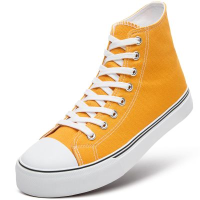 ZGR Men's High Top Canvas Sneakers Lace Up Classic Casual Walking Shoes (Yellow, US7)