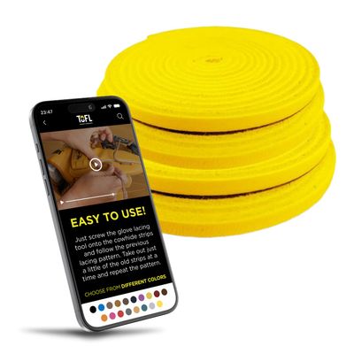 TOFL Baseball Glove Lace Kit | Leather Lacing for Baseball & Softball Glove Repair - 72" Long Strips - Yellow 4