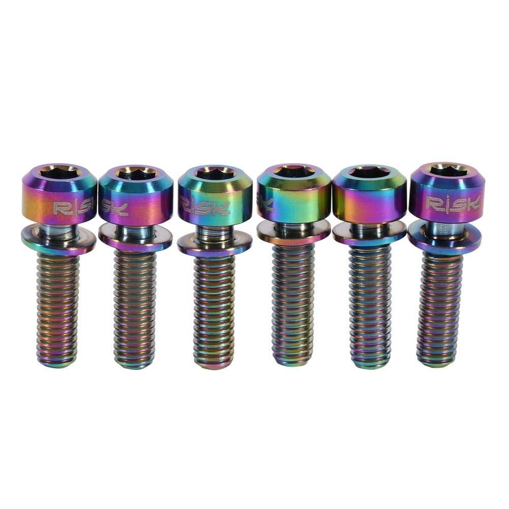 Alloy Stem Bolts with Washers, M5 Tapered Screws for Road Bikes, High Strength Lightweight Hardware, 3 Colors Available