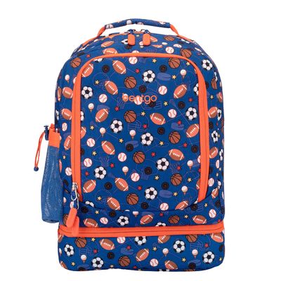 Bentgo Kids 2-in-1 Backpack & Insulated Lunch Bag - Durable 16 Backpack & Lunch Container in Unique Prints for School & Travel - Water Resistant, Padded & Large Compartments (Sports)