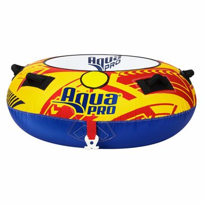Aqua Pro Towable Tube for Water Sports, Single Rider, Marine-Grade Inflatable Boat Tube, Yellow/Red