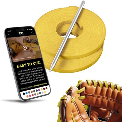 TOFL Softball and Baseball Glove Lace Kit | 2 Leather Laces with Lacing Needle for Catchers Glove| Yellow