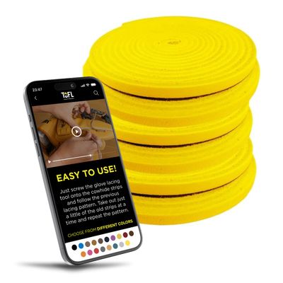 TOFL Baseball Glove Lace Kit | Leather Lacing for Baseball & Softball Glove Repair - 72" Long Strips - Yellow 6