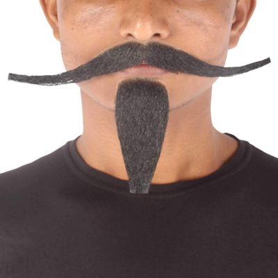 HPO Men's Synthetic Hair Long Mustache and Goatee Set Cosplay Facial Hair