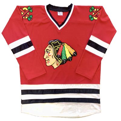 Blackhawks Jerseys - Three (3) Colors and 10 Sizes, We Add Your Name and Number (Red, Adult XXL)