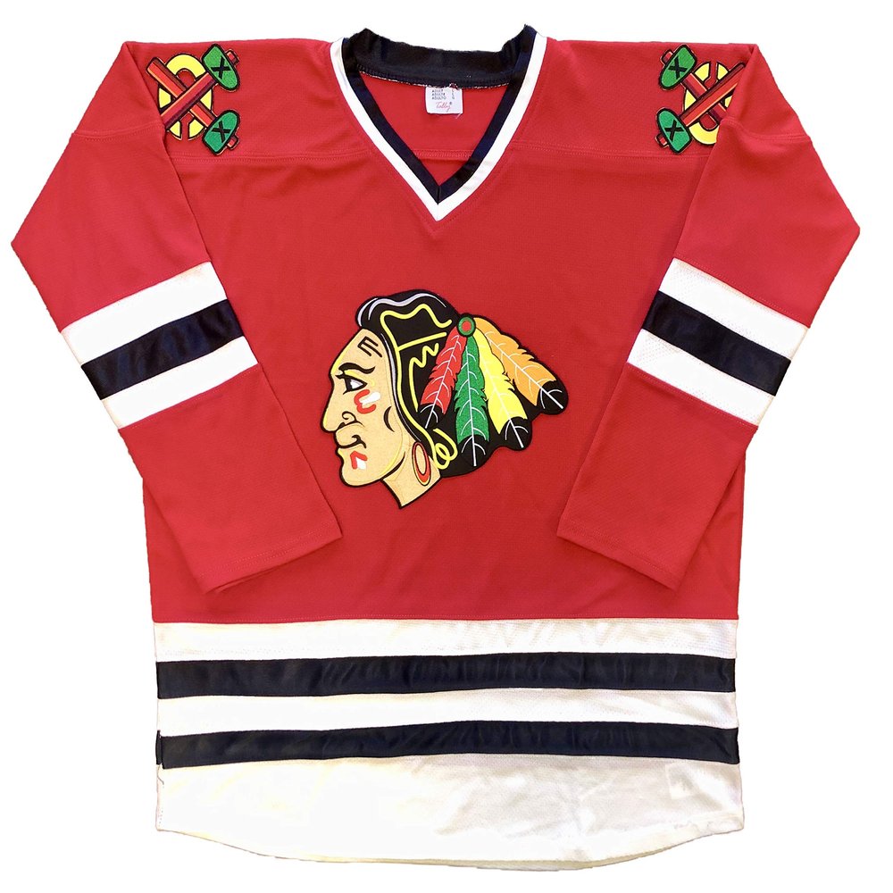 Blackhawks Jerseys - Three (3) Colors and 10 Sizes, We Add Your Name and Number (Red, Adult XXL)