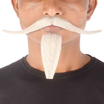 HPO Men's Synthetic Hair Long Mustache and Goatee Set Cosplay Facial Hair (Grey)