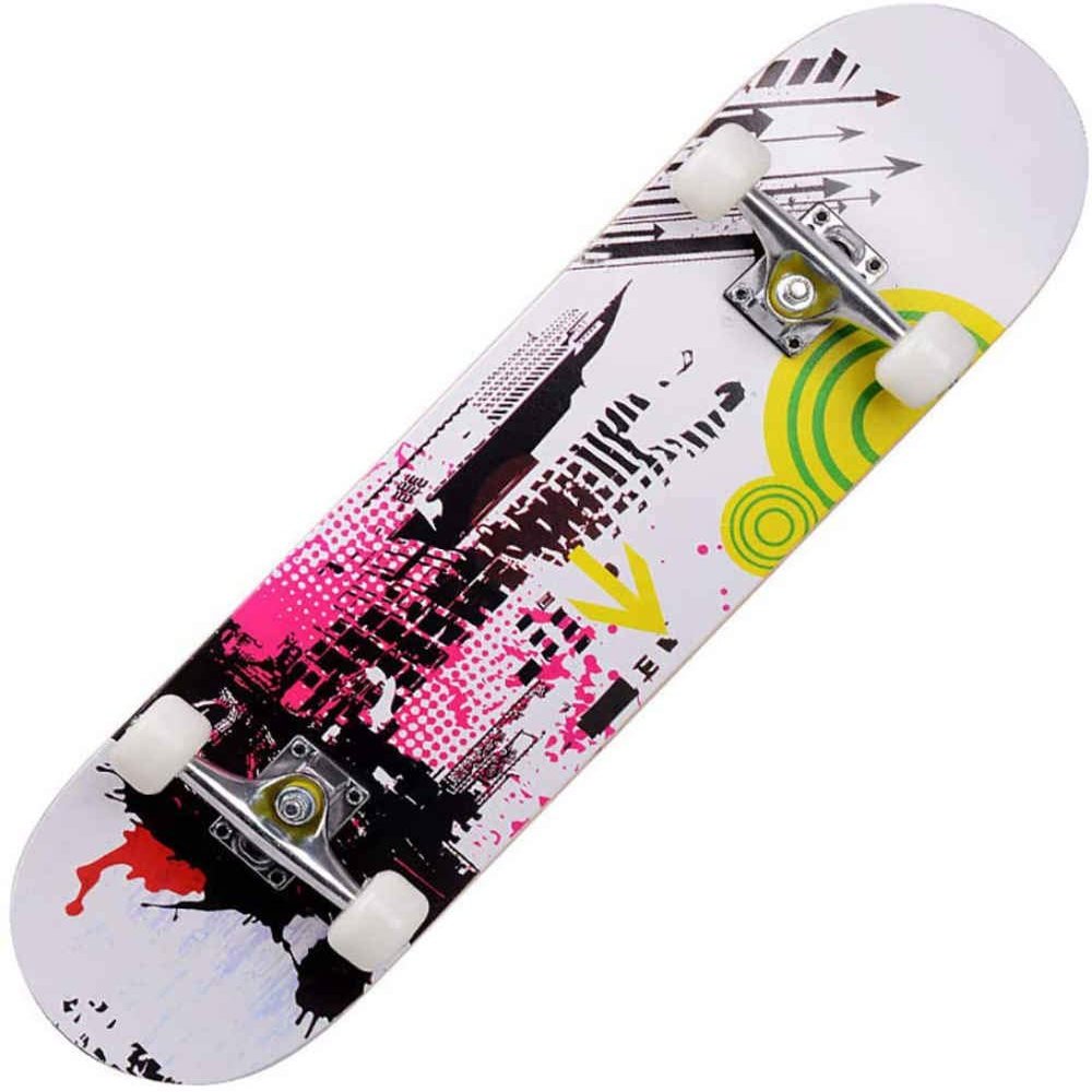 WSJYP Skateboard 31"X7.8"Inches Double Kick Trick Skateboards, Cruiser Penny Kids Beginners Longboard with Alloy Deck Adult Boys Girls,D