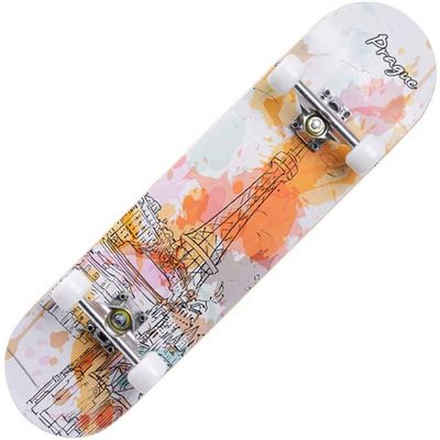 WSJYP Skateboard 31"X7.8"Inches Double Kick Trick Skateboards, Cruiser Penny Kids Beginners Longboard with Alloy Deck Adult Boys Girls,P