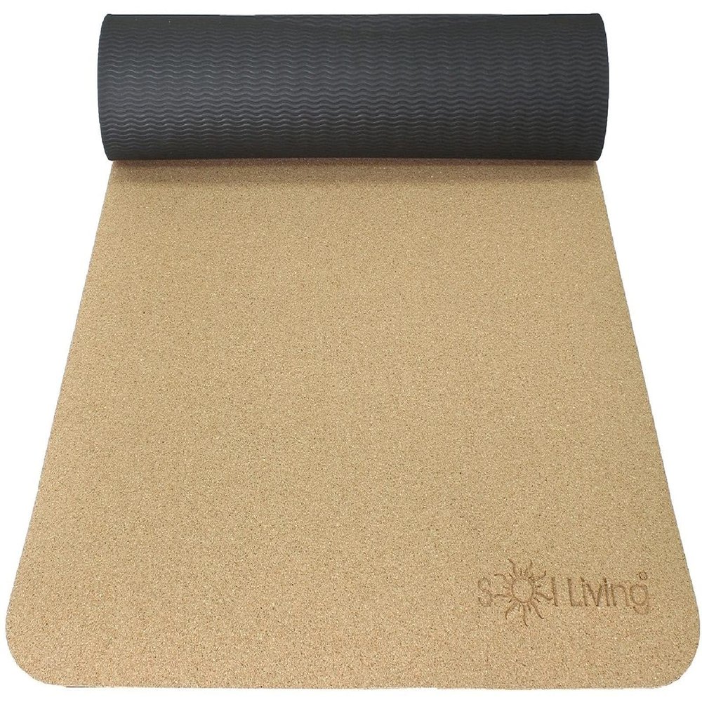 Sol Living Natural Cork Yoga Mat Yoga Mat Stretching Pilates Meditation Exercise Mat Gym Equipment Non Slip Portable Travel Yoga Accessories Foldable Workout Mat - 24" x 72"