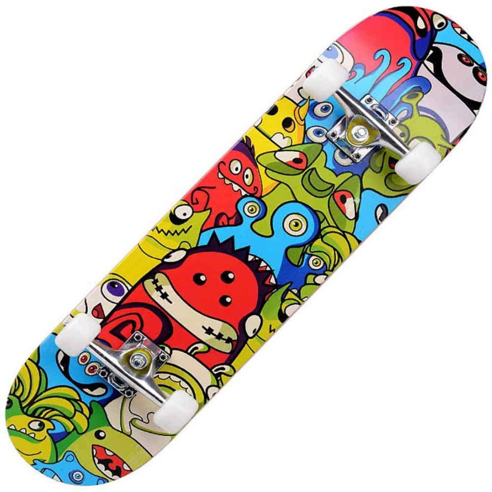 WSJYP Skateboard 31"X7.8"Inches Double Kick Trick Skateboards, Cruiser Penny Kids Beginners Longboard with Alloy Deck Adult Boys Girls,F