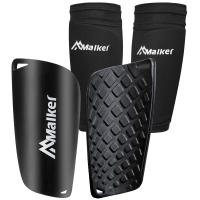 Malker Soccer Shin Guards for Kids Youth Adults Shin Guards Pads with Lower Leg Sleeves, Lightweight and Compact, Protective Soccer Equipment (Black M)
