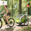 Aosom Elite 360 Swivel Bike Trailer for Kids Double Child Two-Wheel Bicycle Cargo Trailer with 2 Security Harnesses, Green view 2
