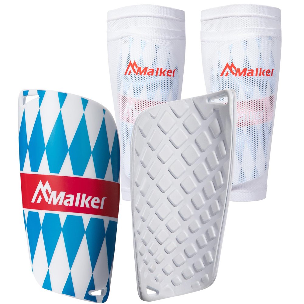 Malker Soccer Shin Guards for Kids Youth Adults Shin Guards Pads with Lower Leg Sleeves, Lightweight and Compact, Protective Soccer Equipment (White S)