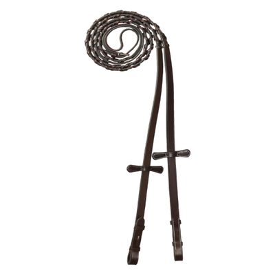 ExionPro Exion English Laced Reins for Horse Bridle 5/8" Premium Leather Hunter Reins with Martingale Stoppers Non-Slip Grip for Dressage, Jumping & Schooling Stainless Steel Hook Studs