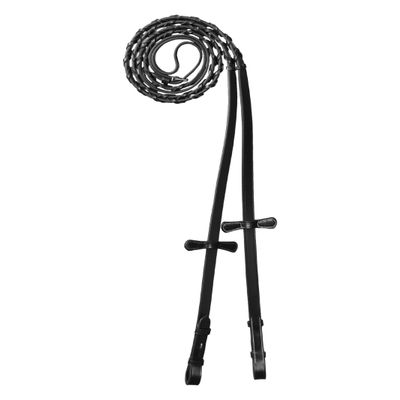 ExionPro Exion English Laced Reins for Horse Bridle 5/8" Premium Leather Hunter Reins with Martingale Stoppers Non-Slip Grip for Dressage, Jumping & Schooling Stainless Steel Hook Studs