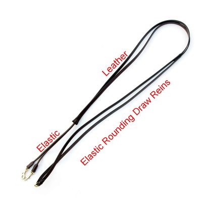 Exion Draw Reins for Horses with Elastic and Snaps, Vegetable Tanned Leather 6/8"- 19mm Wide Leather Draw Rein Length 90 Inches on Each Side