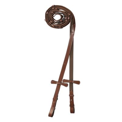 Exion Web Reins for Horses | Non-Slip Grippy English Reins | Dressage Reins with 7 Hand Stoppers and SS Buckles | Black, Brown