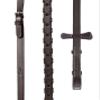 ExionPro Exion English Laced Reins for Horse Bridle  5/8" Premium Leather Hunter Reins with Martingale Stoppers  Non-Slip Grip for Dressage, Jumping & Schooling  Stainless Steel Hook Studs view 2