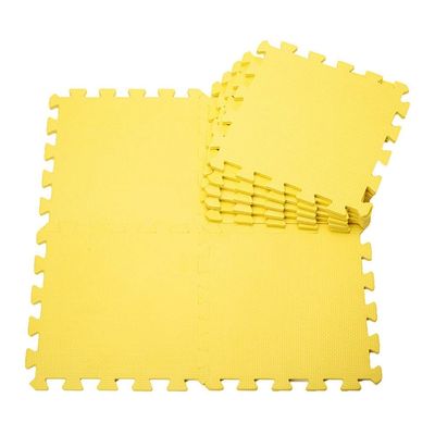 ALGFree Interlocking Floors Tiles, Soft Foam Play Mats with Border Waterproof Non-Slip Interlocking Floors Durable Gym, 6 Colors, 30x30x1cm (Color : Yellow, Size : 30x30x1cm (18 Tiles))