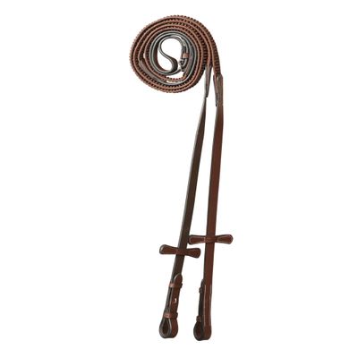 Exion Super Soft Bio Rubber Horse Reins Non-Slip Grip & Vegetable Tanned Leather 5/8 English Bridle Reins with Martingale Stoppers Durable Stainless Steel Hardware for Dressage & Jumping