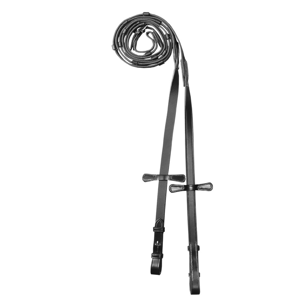 ExionPro Exion Rubberized Web Reins for Horses | Premium Leather Non-Slip Grippy English Reins with 7 Hand Stoppers and SS Buckles | Perfect for Dressage & Show Ring