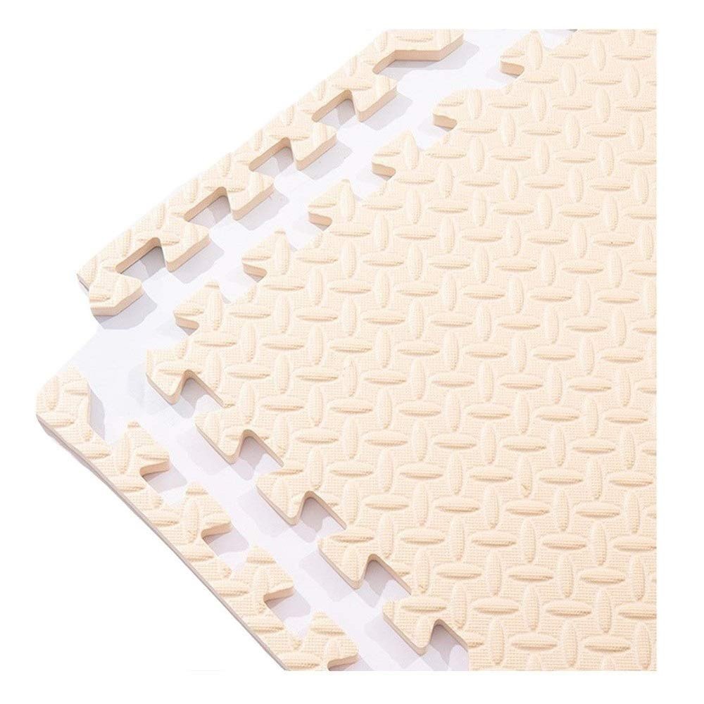 ALGFree Infant Child Bedroom Crawling Mat, Non-Slip Soft Anti-Fall Puzzle Pad, 30x30cm/60x60cm, Thickness 1.2cm (Color : Beige, Size : 60x60x1.2cm-6pcs)