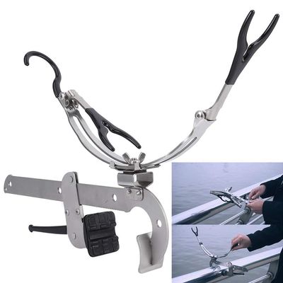 Alomejor Boat Fishing Rod Holder Fishing Pole Clamp Bracket with Folding Bridge Design for Rails Fishing Rod(L)