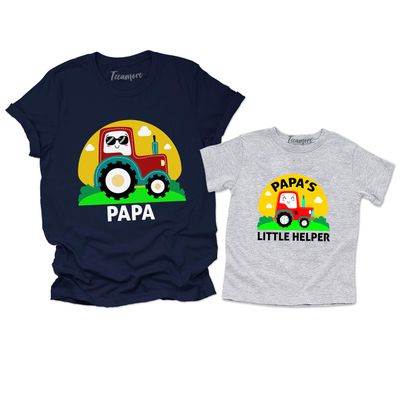 Papa's Little Helper Shirt Matching Daddy and Son Farmer Graphic Toddler T-Shirt Gift Athletic Heather