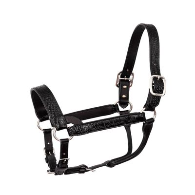 WESTERN CROCODILE EMBOSSED SHOW HALTER COB BLACK