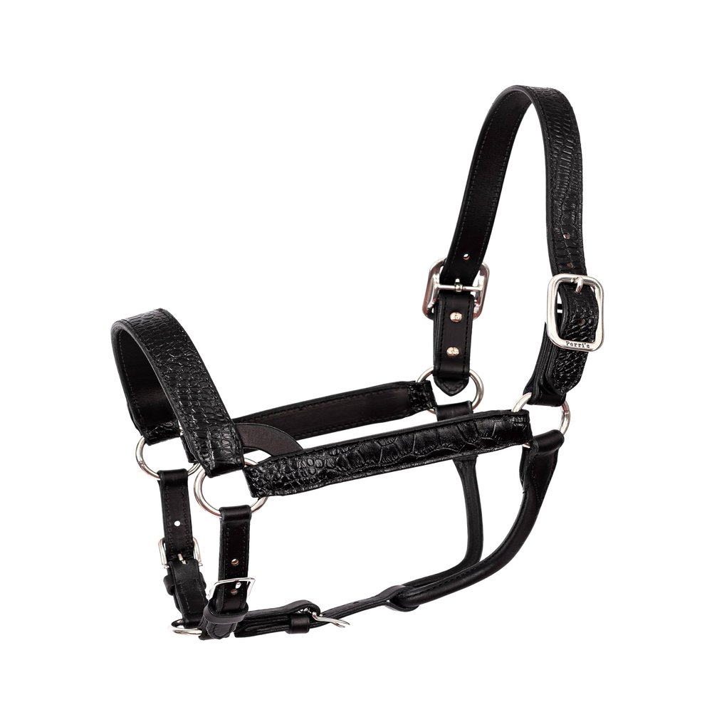 WESTERN CROCODILE EMBOSSED SHOW HALTER COB BLACK
