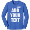 Custom T Shirt for Boys Girls Youth Add Your Text Front Back Side Personalized Long Sleeve T-Shirt Royal view 1
