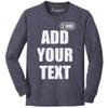 Custom T Shirt for Boys Girls Youth Add Your Text Front Back Side Personalized Long Sleeve T-Shirt Heather Navy view 1