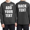 Custom T Shirt for Boys Girls Youth Add Your Text Front Back Side Personalized Long Sleeve T-Shirt Dark Grey Heather view 2