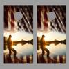 Aged American Flag Boat Lake Fishing Design B Corn Hole Board Decal Wraps view 1