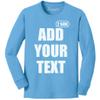 Custom T Shirt for Boys Girls Youth Add Your Text Front Back Side Personalized Long Sleeve T-Shirt Aquatic Blue view 1