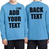 Custom T Shirt for Boys Girls Youth Add Your Text Front Back Side Personalized Long Sleeve T-Shirt Aquatic Blue view 2