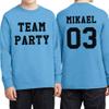 Custom T Shirt for Boys Girls Youth Add Your Text Front Back Side Personalized Long Sleeve T-Shirt Aquatic Blue view 3