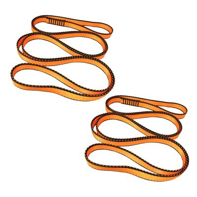 FOSER 18mm Nylon Climbing Sling Runner, 23KN Nylon Rope,Apply to Rock Climbing, Mountaineering, Hiking, Downhill, Emergency Equipment, etc (Orange(2pcs), 60cm/24inch)