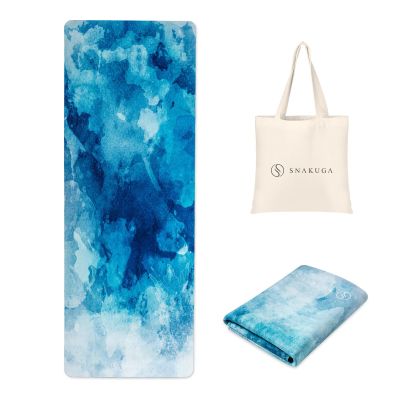 SNAKUGA Travel Yoga Mat, Non Slip Exercise Suede Mat with Carry Bag, All-Purpose Fitness Mat with High Density Anti-Tear Surface for Women, Ideal for Pilates Workout (72'' x 24'' x 1.5mm Thick)