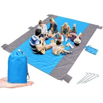 FENRONG Beach Mat,Outdoor Picnic Lightweight,Quick Drying Heat ResistantSandfree Beach Blanket Large Sandless Beach Mat Waterproof Pocket Picnic Blanket,White,213x275cm