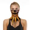 YAYOUREL Halloween Scary Mask Halloween Masks for Adults Skull Pumpkin Skeleton Neck Gaiter Face Mask Covering Ear Loop Hole Triangle Bandanas for Men Women UV Face Scarf Mask Cover Black Yellow view 1