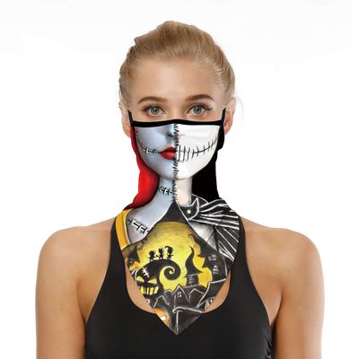 YAYOUREL Halloween Scary Skull Mask Halloween Masks for Adults Skeleton Bandana Neck Gaiter Face Mask Covering Ear Loop Hole Triangle Bandanas for Men Women UV Face Scarf Mask Cover Fishing