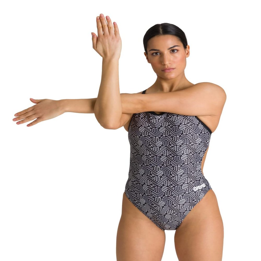 ARENA Kikko Womens Chlorine Resistant Athletic One Piece Swimsuit, Bathing Suit for Lap Swimming, Swim Competition & Water Sports-Black