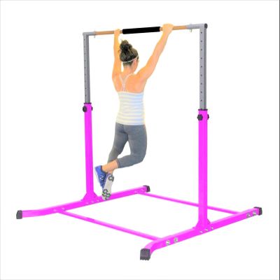 Pro-Gymnastics Expandable Gymnastics Kip Bar Horizontal Bar Professional Junior Gymnastic Training Cushioned High Bar Asymmetric Bar Height Adjustable 3 to 5 FT Use HD Curved Legs (Purple)
