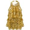 ACSUSS Kids Girls Sequins Dance Dress Shiny Leotards for Jazz Latin Teens Ballroom Dancing Costume Gold 10 Years view 1