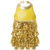 ACSUSS Kids Girls Sequins Dance Dress Shiny Leotards for Jazz Latin Teens Ballroom Dancing Costume Gold 10 Years view 2