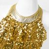 ACSUSS Kids Girls Sequins Dance Dress Shiny Leotards for Jazz Latin Teens Ballroom Dancing Costume Gold 10 Years view 4